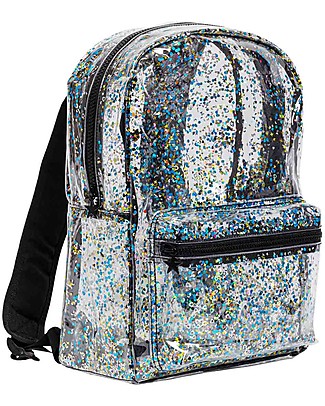 A Little Lovely Company Backpack: Glitter - Transparent/Black Small Backpacks