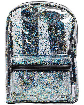 A Little Lovely Company Backpack: Glitter - Transparent/Black Small Backpacks