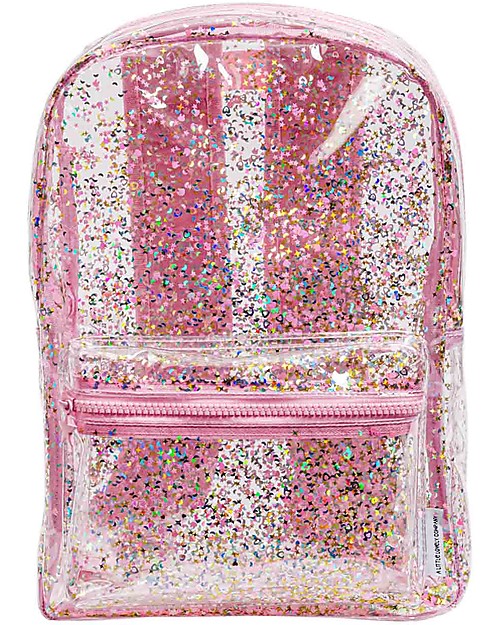 A Little Lovely Company Backpack: Glitter - Transparent/Pink Kindergarten Backpacks