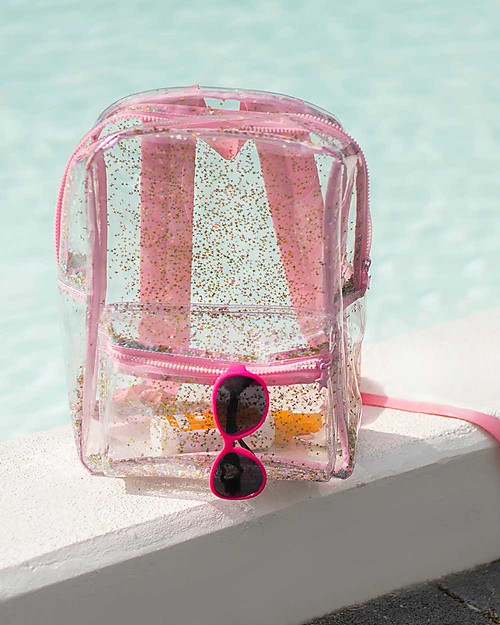 A Little Lovely Company Backpack: Glitter - Transparent/Pink Kindergarten Backpacks
