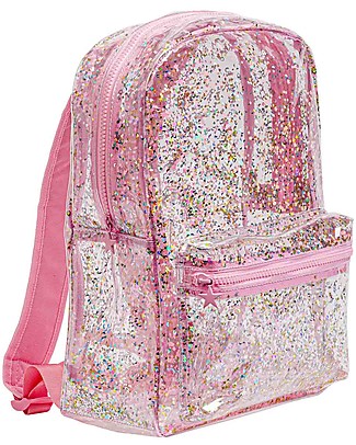 A Little Lovely Company Backpack: Glitter - Transparent/Pink null