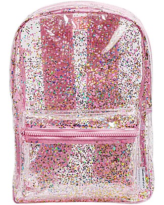 A Little Lovely Company Backpack: Glitter - Transparent/Pink Small Backpacks
