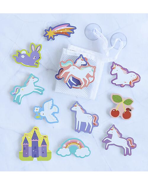A Little Lovely Company Bath Sticker Toys - Unicorn Dreams - with Storage Bag Bath Toys