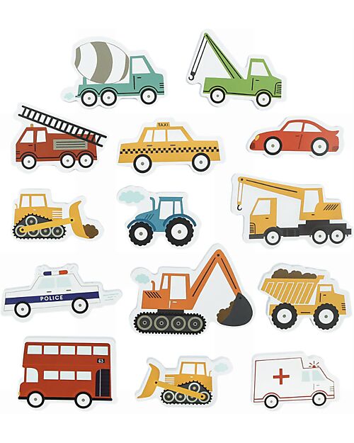 A Little Lovely Company Bath Sticker Toys - Vehicles - with Storage Bag Bath Toys