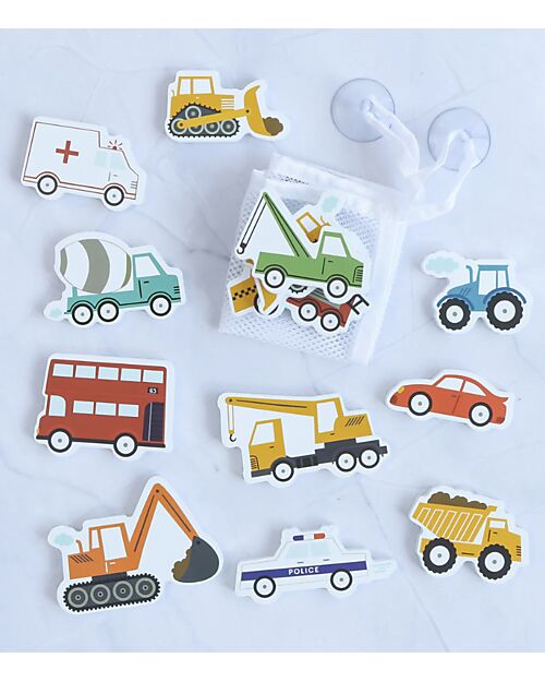 A Little Lovely Company Bath Sticker Toys - Vehicles - with Storage Bag Bath Toys