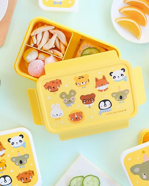 A Little Lovely Company Bento Lunch Box - Animal Friends - Removable Compartments Snack Boxes