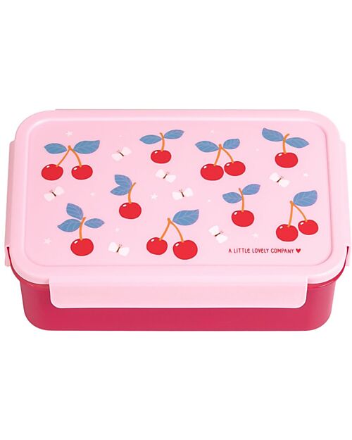 A Little Lovely Company Bento Lunch Box - Cherries - Removable Compartments Snack Boxes
