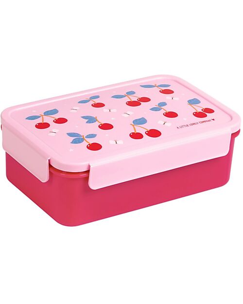 A Little Lovely Company Bento Lunch Box - Cherries - Removable Compartments Snack Boxes