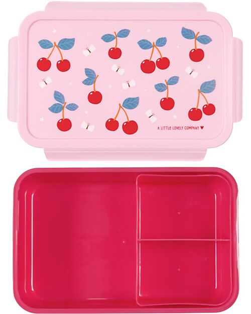 A Little Lovely Company Bento Lunch Box - Cherries - Removable Compartments Snack Boxes