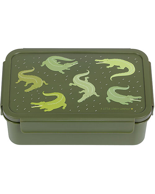 A Little Lovely Company Bento Lunch Box - Crocodiles - with Removable Compartments Snack Boxes
