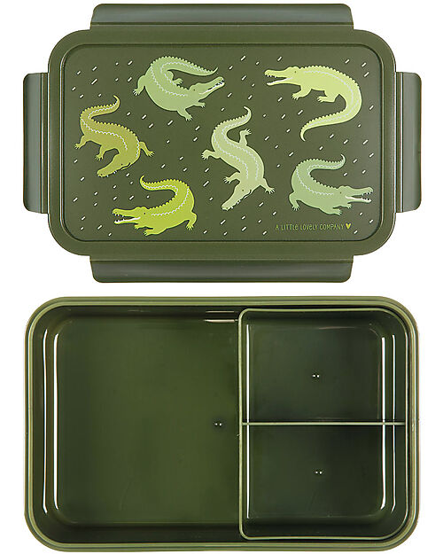 A Little Lovely Company Bento Lunch Box - Crocodiles - with Removable Compartments Snack Boxes