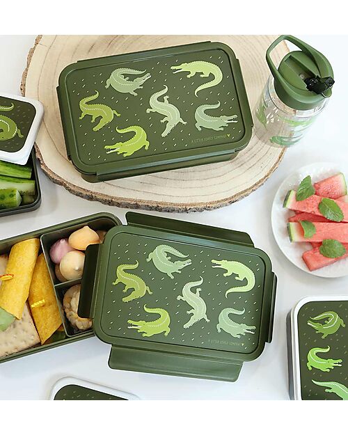 A Little Lovely Company Bento Lunch Box - Crocodiles - with Removable Compartments Snack Boxes