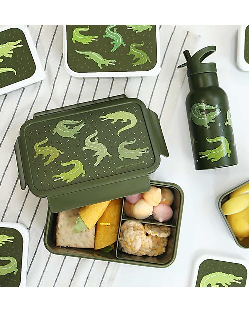 A Little Lovely Company Bento Lunch Box - Crocodiles - with Removable Compartments Snack Boxes