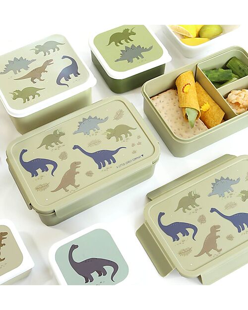 A Little Lovely Company Bento Lunch Box - Dinosaurs - with Removable Compartments Snack Boxes