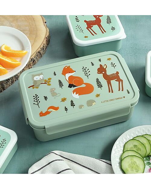 A Little Lovely Company Bento Lunch Box - Forest Friends - Removable Compartments Snack Boxes
