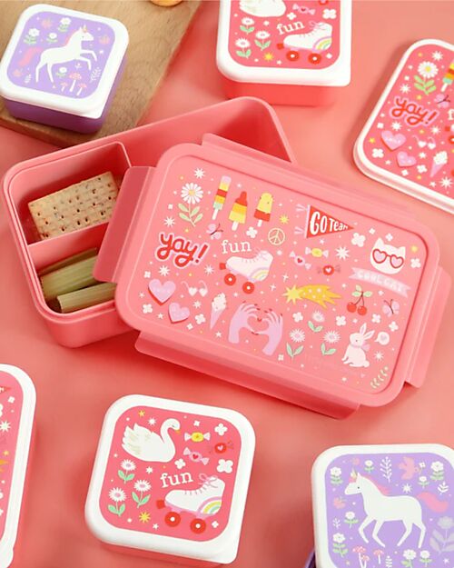 A Little Lovely Company Bento Lunch Box - Fun - Removable Compartments Snack Boxes
