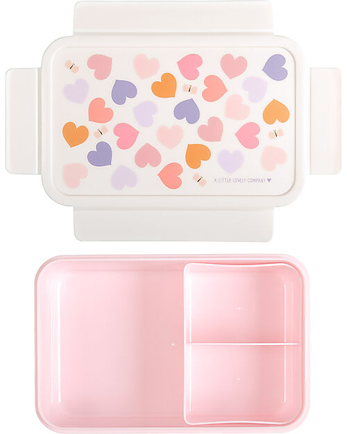 A Little Lovely Company Bento Lunch Box - Hearts - Removable Compartments Snack Boxes