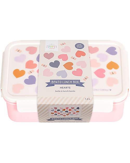 A Little Lovely Company Bento Lunch Box - Hearts - Removable Compartments Snack Boxes