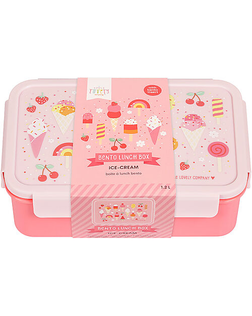A Little Lovely Company Bento Lunch Box - Ice-Cream - with Removable Compartments Snack Boxes