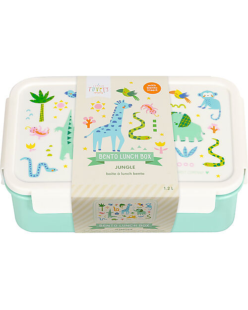 A Little Lovely Company Bento Lunch Box - Jungle - Pull-Out Compartments Food Containers