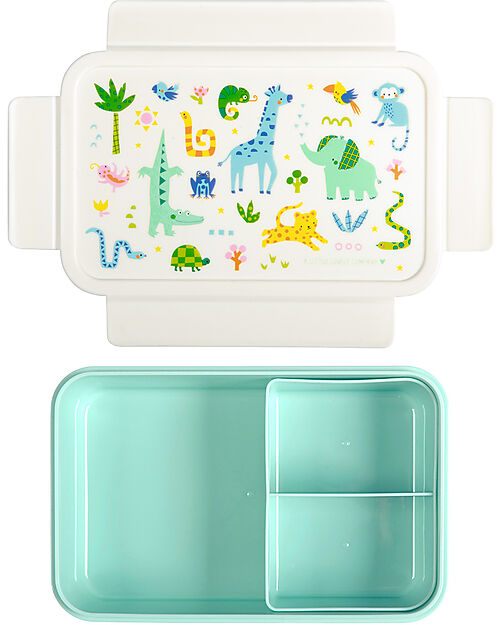 A Little Lovely Company Bento Lunch Box - Jungle - Pull-Out Compartments Snack Boxes