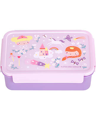 A Little Lovely Company Bento Lunch Box - Princesses - Pull-Out Compartments Snack Boxes