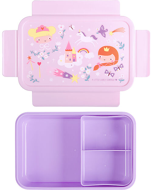 A Little Lovely Company Bento Lunch Box - Princesses - Pull-Out Compartments Snack Boxes