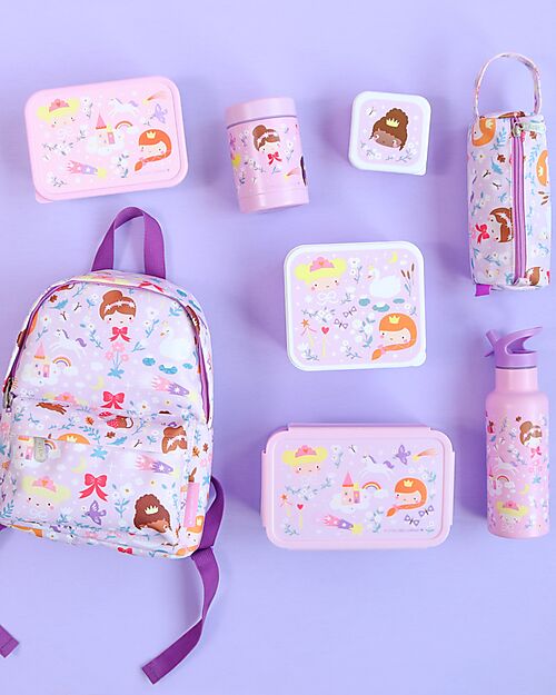 A Little Lovely Company Bento Lunch Box - Princesses - Pull-Out Compartments Snack Boxes