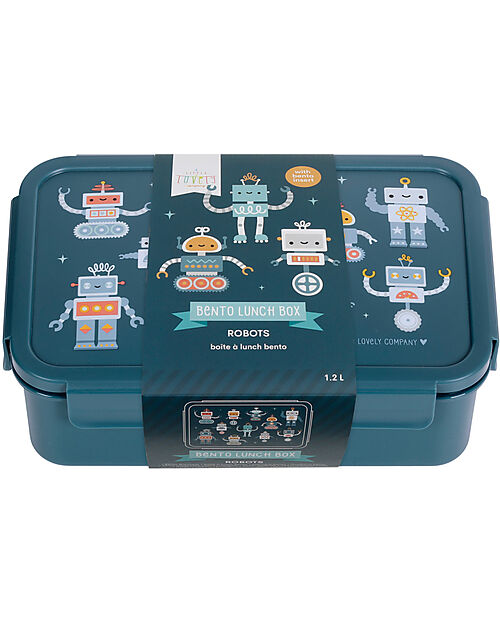 A Little Lovely Company Bento Lunch Box - Robot - Removable Compartments Snack Boxes