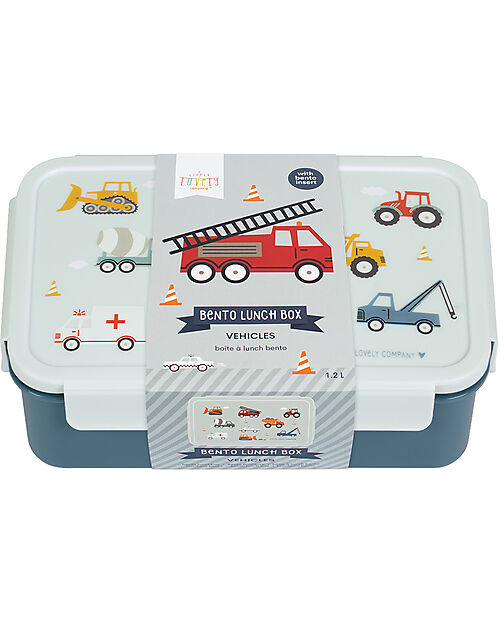 A Little Lovely Company Bento Lunch Box - Vehicles - with Removable Compartments Snack Boxes