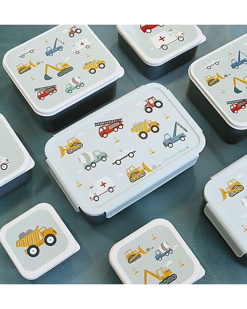 A Little Lovely Company Bento Lunch Box - Vehicles - with Removable Compartments Snack Boxes