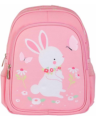 A Little Lovely Company Big Backpack, Bunny, 27 x 32 x 15 cm - Pink Small Backpacks