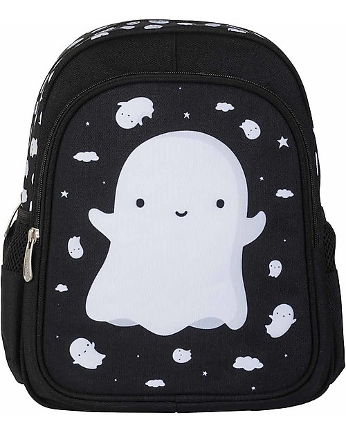 A Little Lovely Company Big Backpack, Ghost, 27 x 32 x 15 cm - Black Kindergarten Backpacks