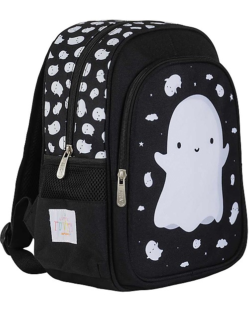 A Little Lovely Company Big Backpack, Ghost, 27 x 32 x 15 cm - Black Kindergarten Backpacks