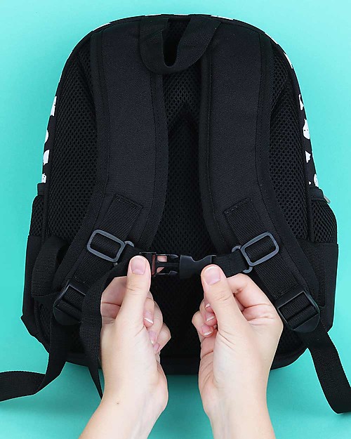 A Little Lovely Company Big Backpack, Ghost, 27 x 32 x 15 cm - Black Kindergarten Backpacks
