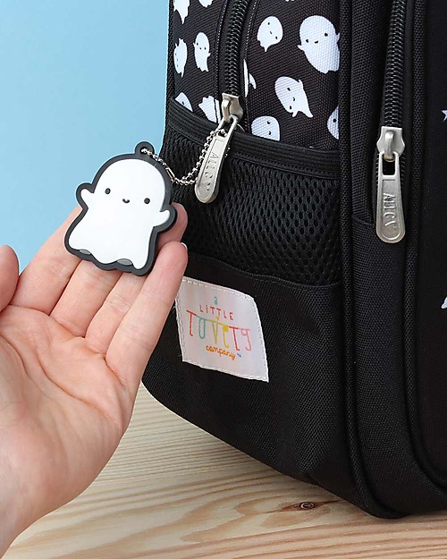 A Little Lovely Company Big Backpack, Ghost, 27 x 32 x 15 cm - Black Kindergarten Backpacks