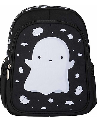 A Little Lovely Company Big Backpack, Ghost, 27 x 32 x 15 cm - Black Small Backpacks