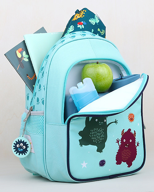 A Little Lovely Company Big Backpack with Insulated Compartment - Monsters - 27x32x19 cm Kindergarten Backpacks
