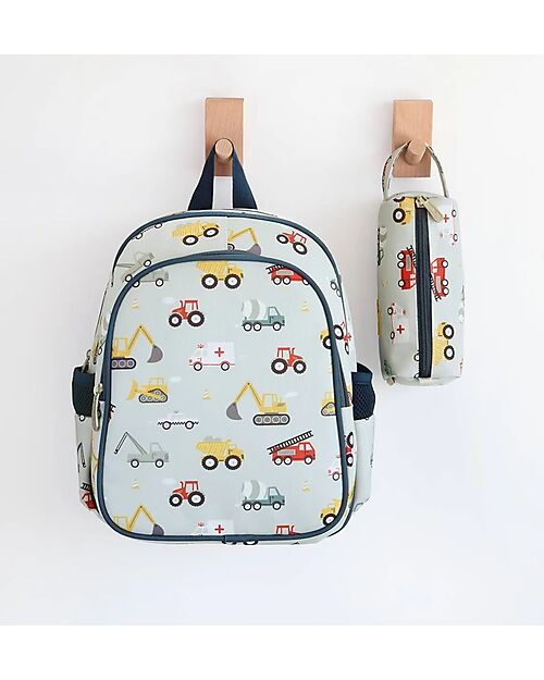 A Little Lovely Company Big Backpack with Insulated Compartment - Vehicles - 27x32x19 cm Backpack
