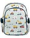 A Little Lovely Company Big Backpack with Insulated Compartment - Vehicles - 27x32x19 cm Kindergarten Backpacks