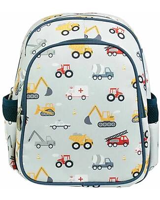 A Little Lovely Company Big Backpack with Insulated Compartment - Vehicles - 27x32x19 cm Kindergarten Backpacks