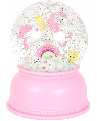 A Little Lovely Company Big LED Light, Snowglobe, Unicorn - Pink Bedside Lamps