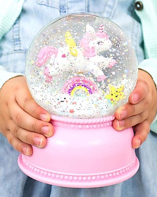 A Little Lovely Company Big LED Light, Snowglobe, Unicorn - Pink Bedside Lamps