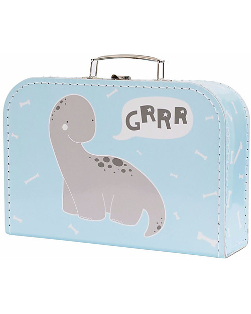 A Little Lovely Company Brontosaurus Suitcase, Light Blue - 100% Recycled Cardboard Travel Bags