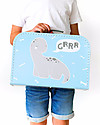 A Little Lovely Company Brontosaurus Suitcase, Light Blue - 100% Recycled Cardboard Travel Bags