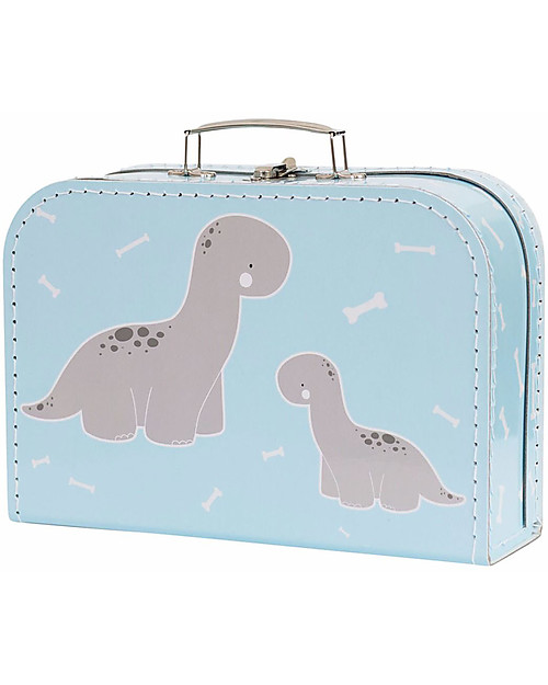 A Little Lovely Company Brontosaurus Suitcase, Light Blue - 100% Recycled Cardboard Travel Bags