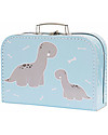 A Little Lovely Company Brontosaurus Suitcase, Light Blue - 100% Recycled Cardboard Travel Bags