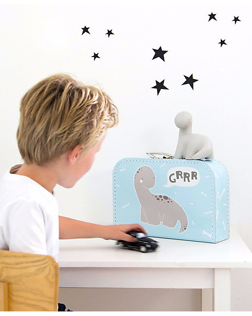 A Little Lovely Company Brontosaurus Suitcase, Light Blue - 100% Recycled Cardboard Travel Bags