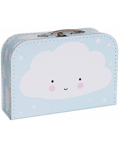 A Little Lovely Company Cloud Suitcase, Light Blue - 100% Recycled Cardboard Travel Bags