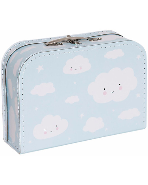 A Little Lovely Company Cloud Suitcase, Light Blue - 100% Recycled Cardboard Travel Bags